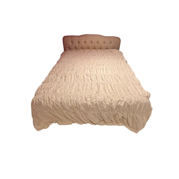 Anthropologie Cirrus Duvet Cover Cream Cotton Ruffle Y2K Queen Comforter 1 Sham - Picture 7 of 10